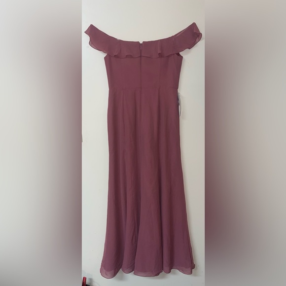 Azazie A-Like Off The Shoulder Chiffon Floor-Length Dress - Picture 4 of 7